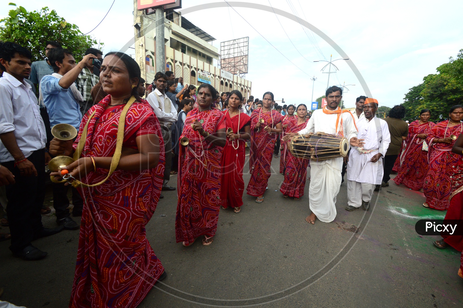 Indian Traditional Musicians On the Hindu God Processions On Streets Of India