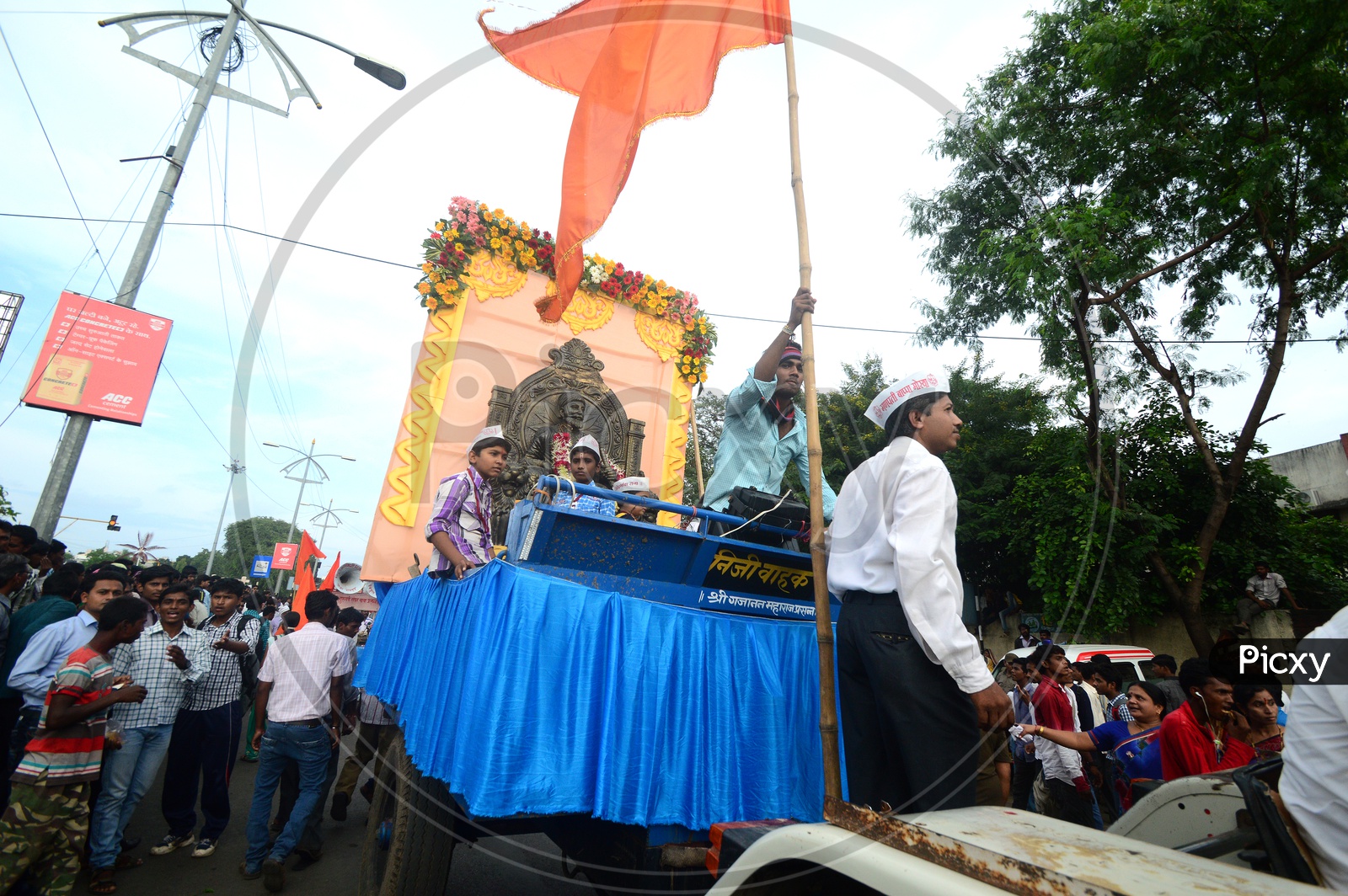 Hindu God Lord Ganesh Procession on Streets