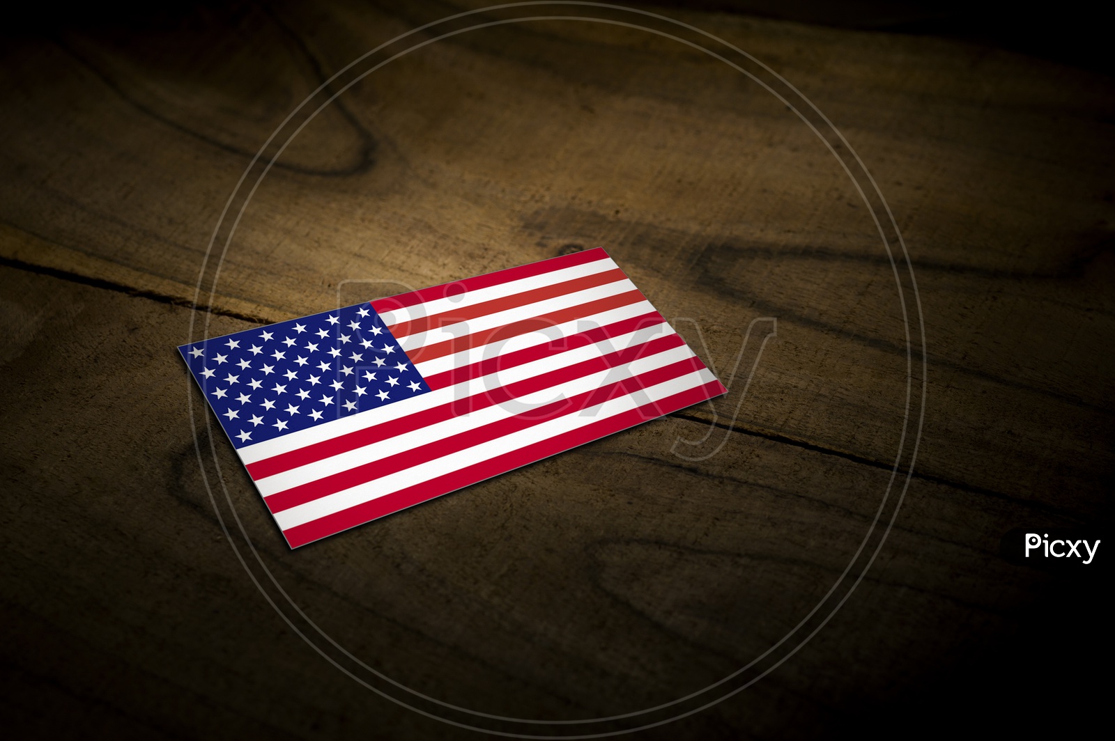 United States Of America  National Flag On an Wooden Background