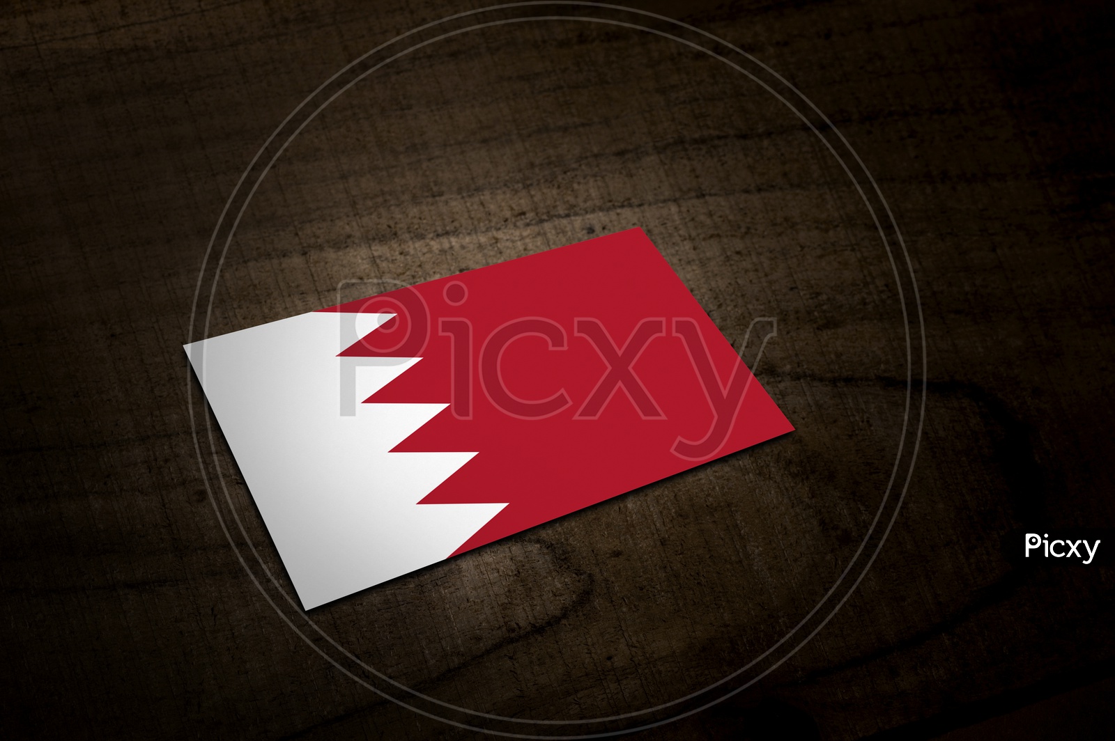 Bahrain   National Flag On an Wooden Background