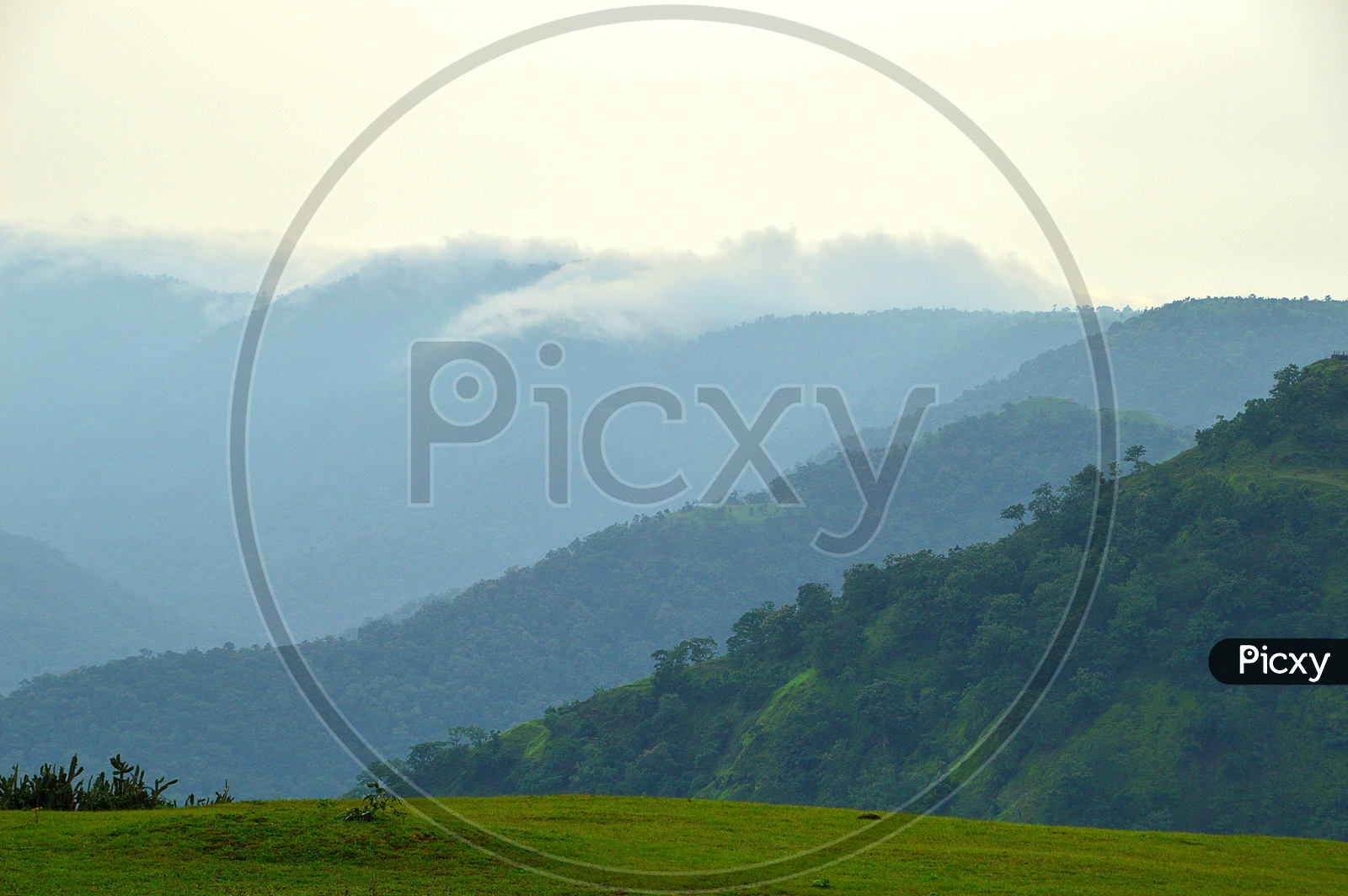 A Landscape of hills covered with mist