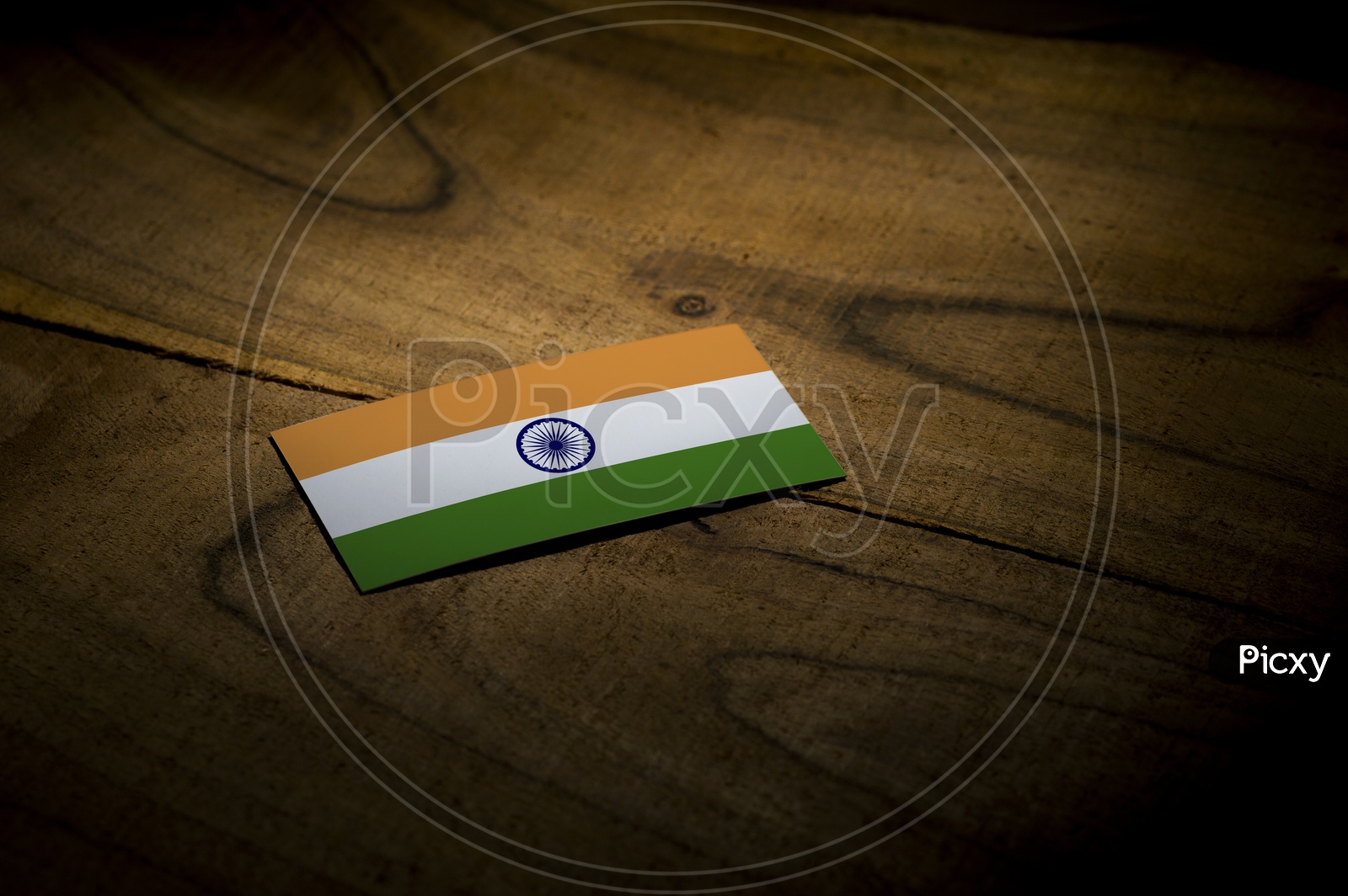 Indian  National Flag On an Wooden Background
