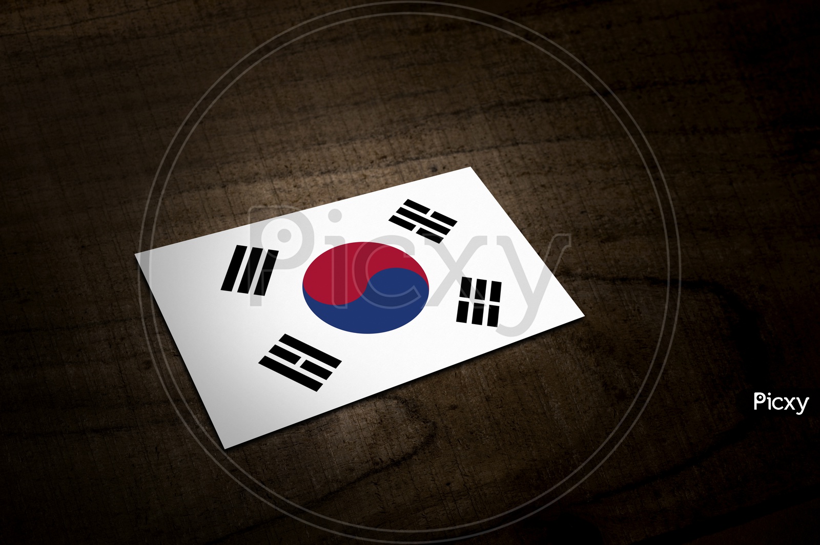 South Korea   National Flag On an Wooden Background