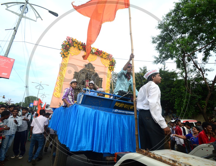 Hindu God Lord Ganesh Procession on Streets