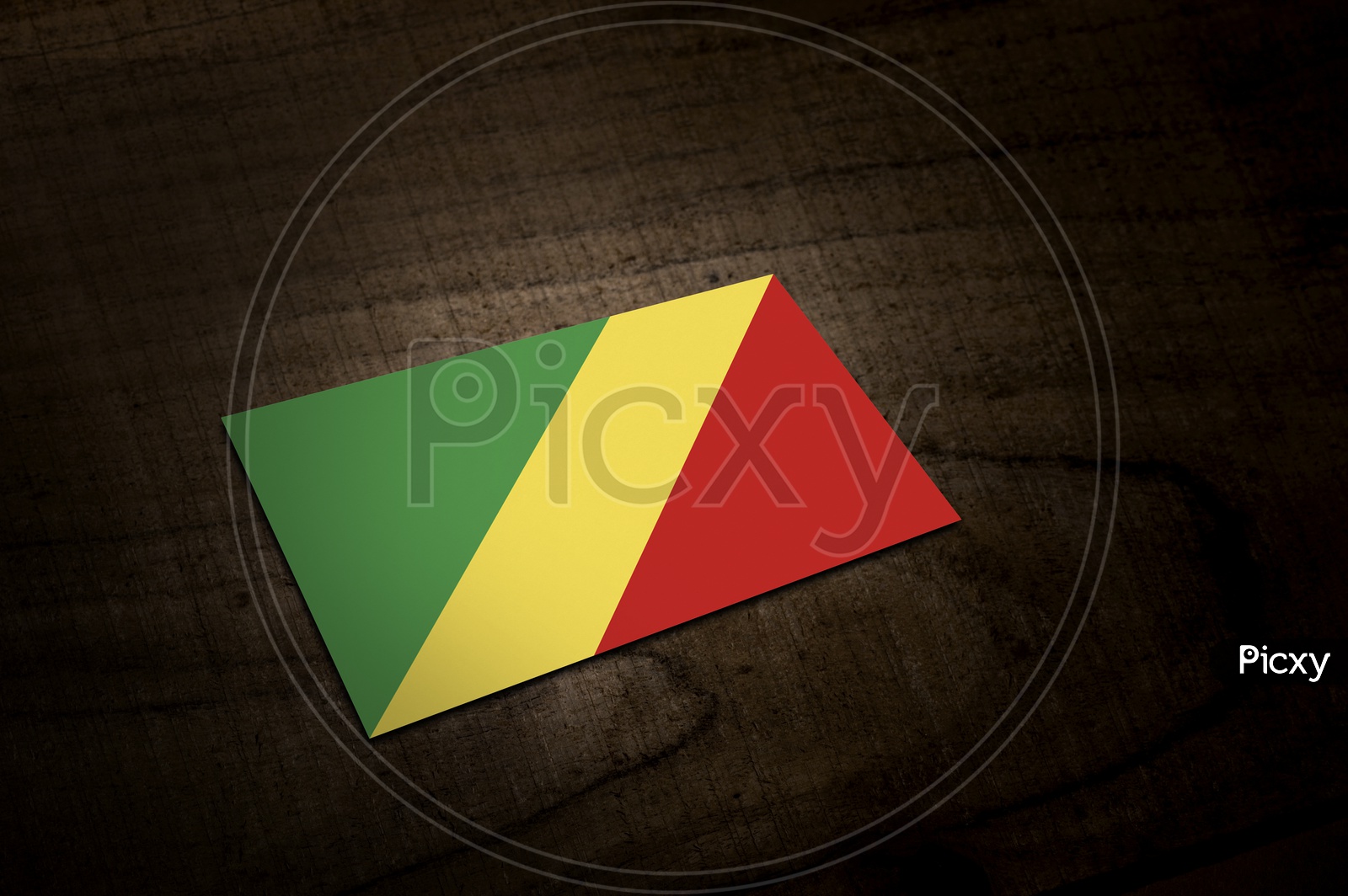 Congo Brazaville  National Flag On an Wooden Background