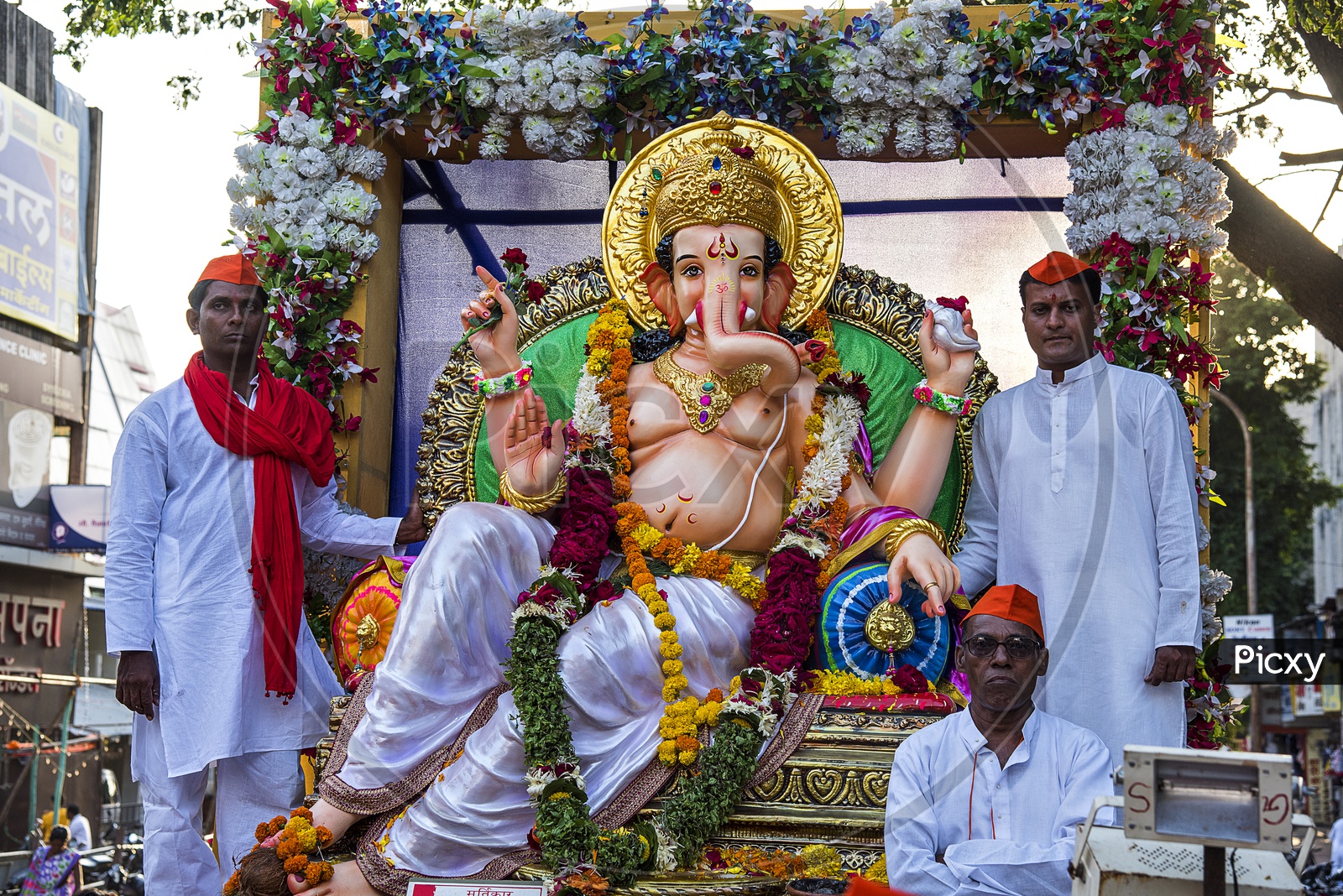 Indian Hindu God Procession Of Lord Ganesh On Ganesh Chathurdhi Festival