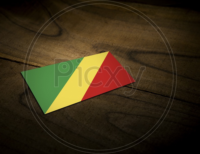 Congo Brazaville  National Flag On an Wooden Background
