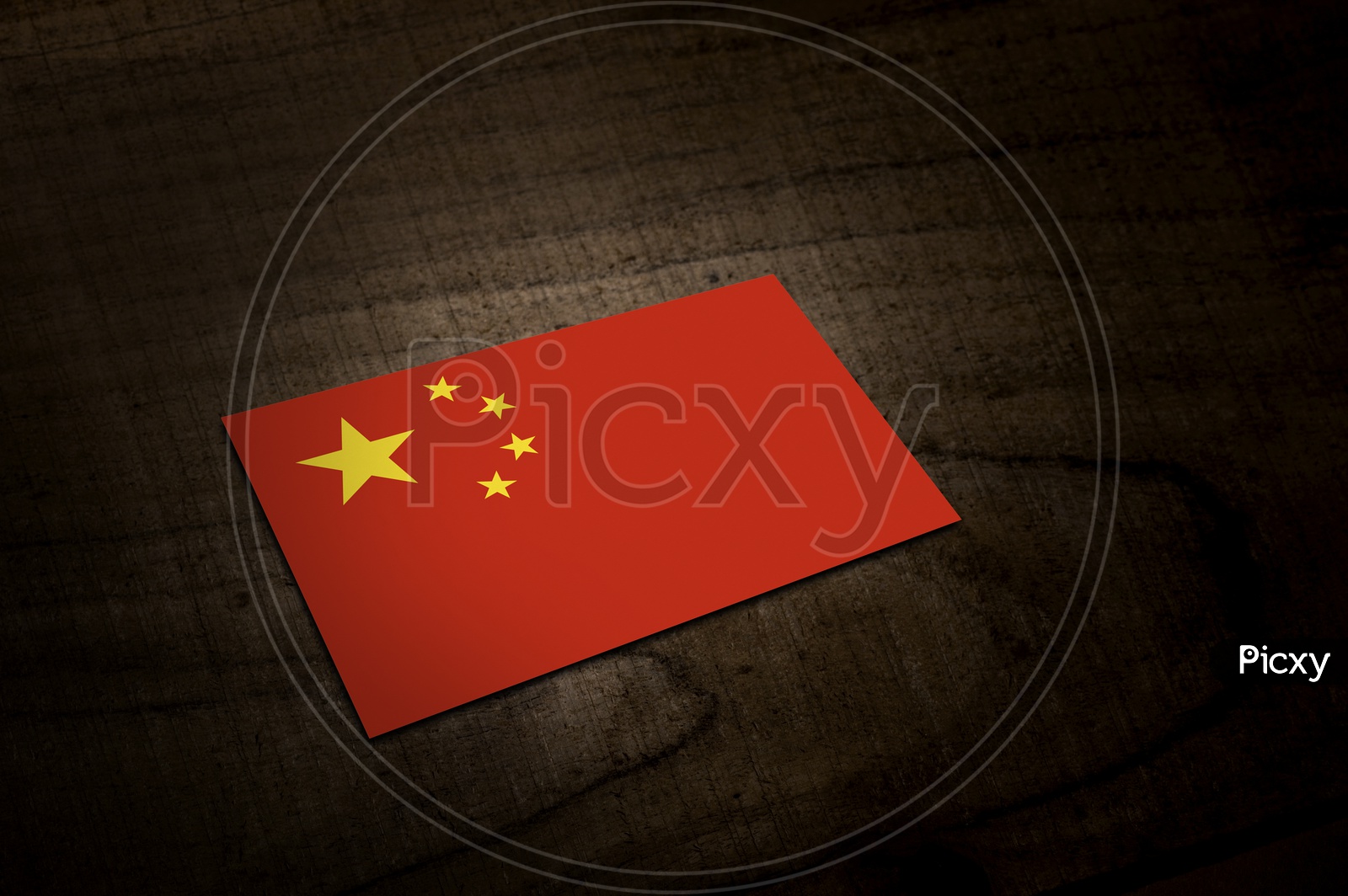 China   National Flag On an Wooden Background