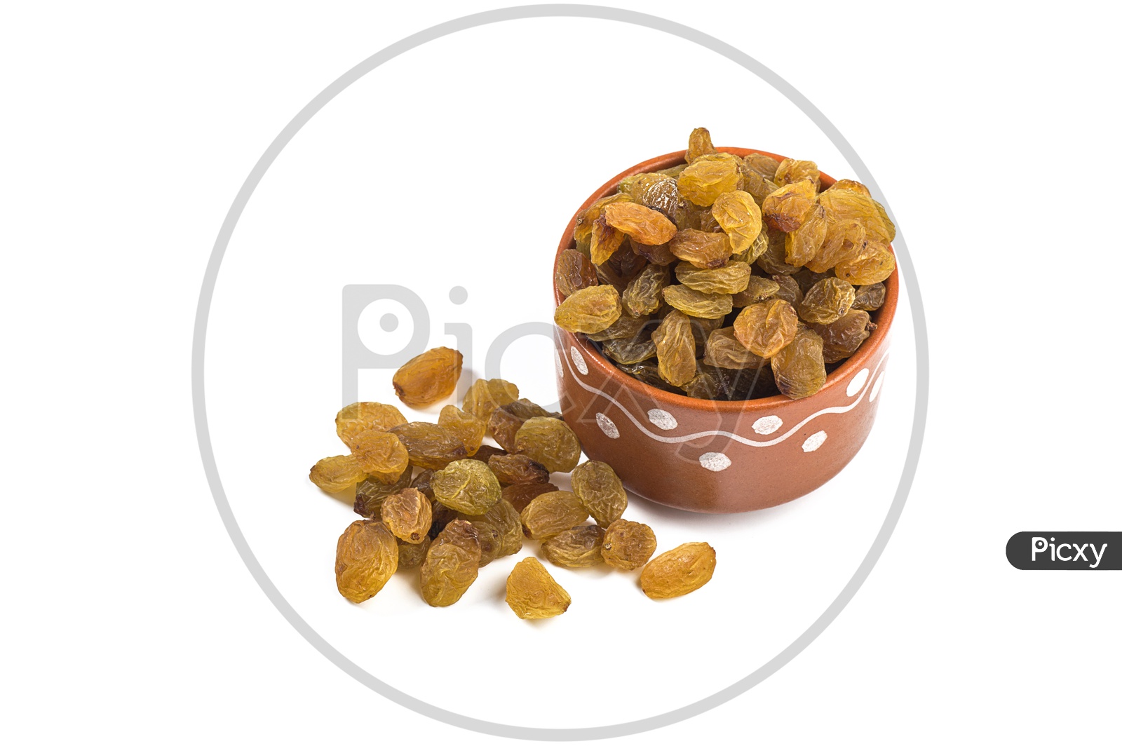 Image of Dry Grapes Or Raisins Heap in a Clay Bowl On an Isolated White ...