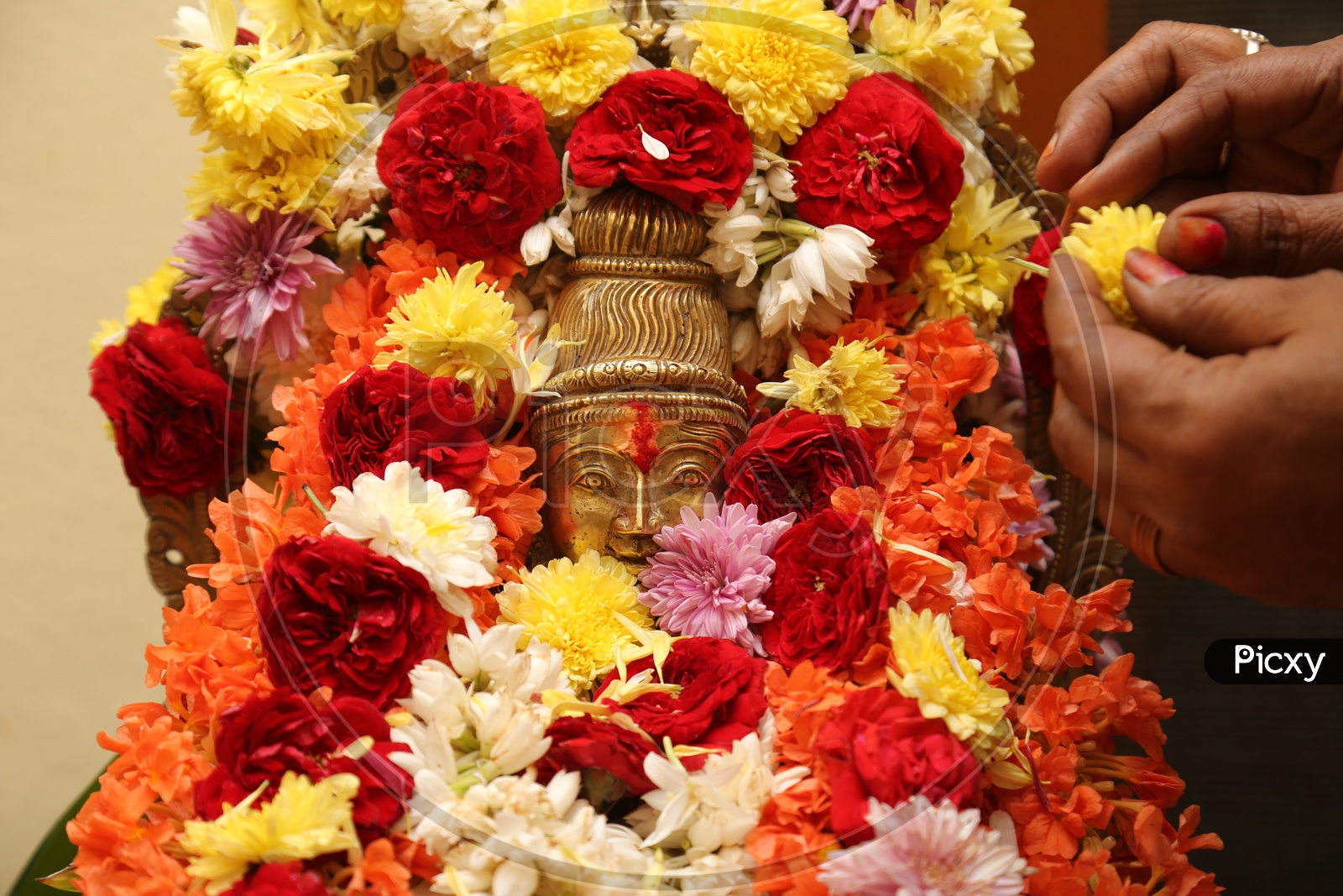 Image of lot of flowers to ayyappa swamy-XG870687-Picxy