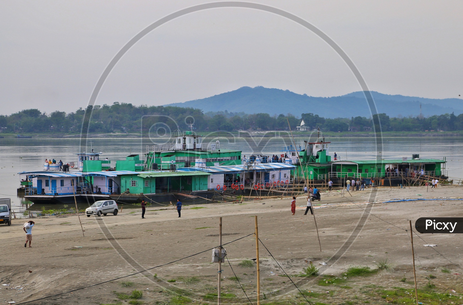 Ferry at the bank of Brahmaputra river