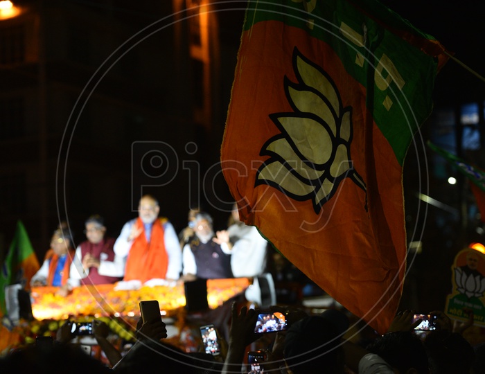 BJP Party Flags In Election Campaign  Rallies For 2019 Lok Sabha Elections