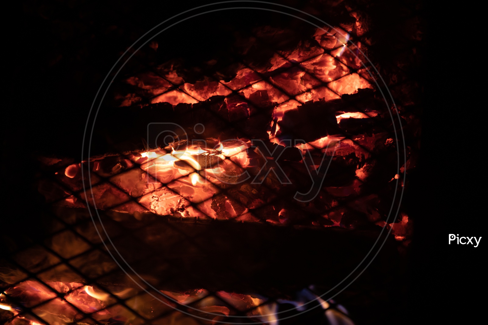 Coal and wooden Grill at camping