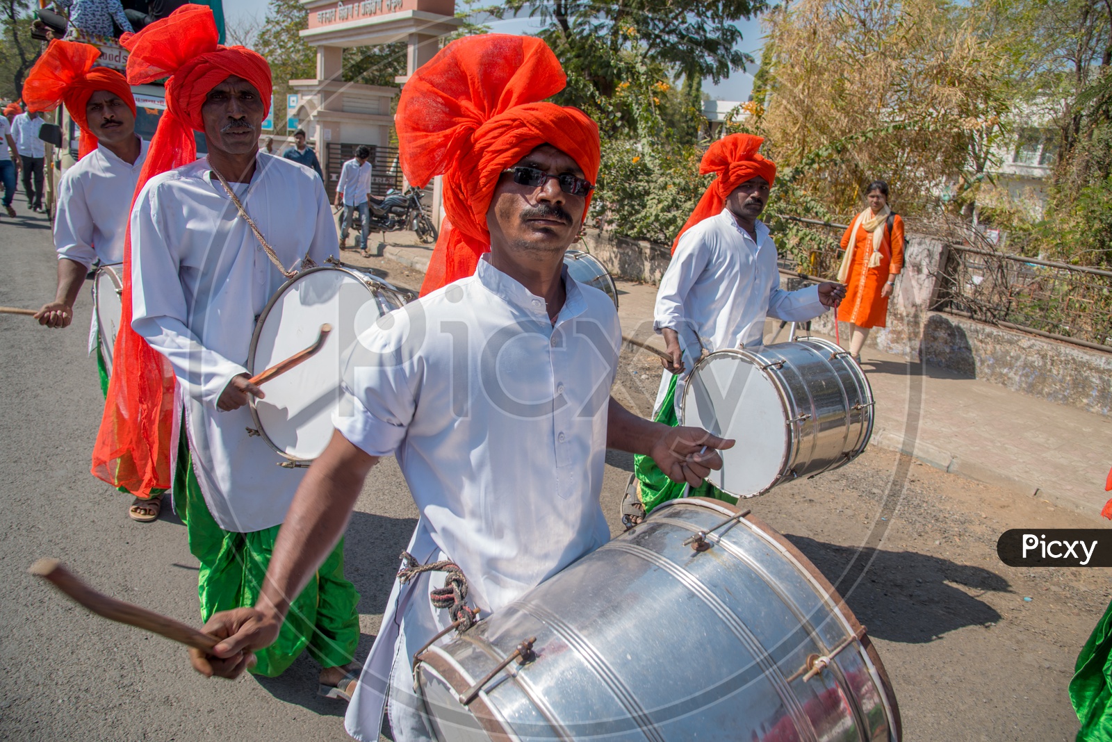 Indian Drum Artists Playing Drums On Indian Streets For The Occasion Of Republic Day Celebrations