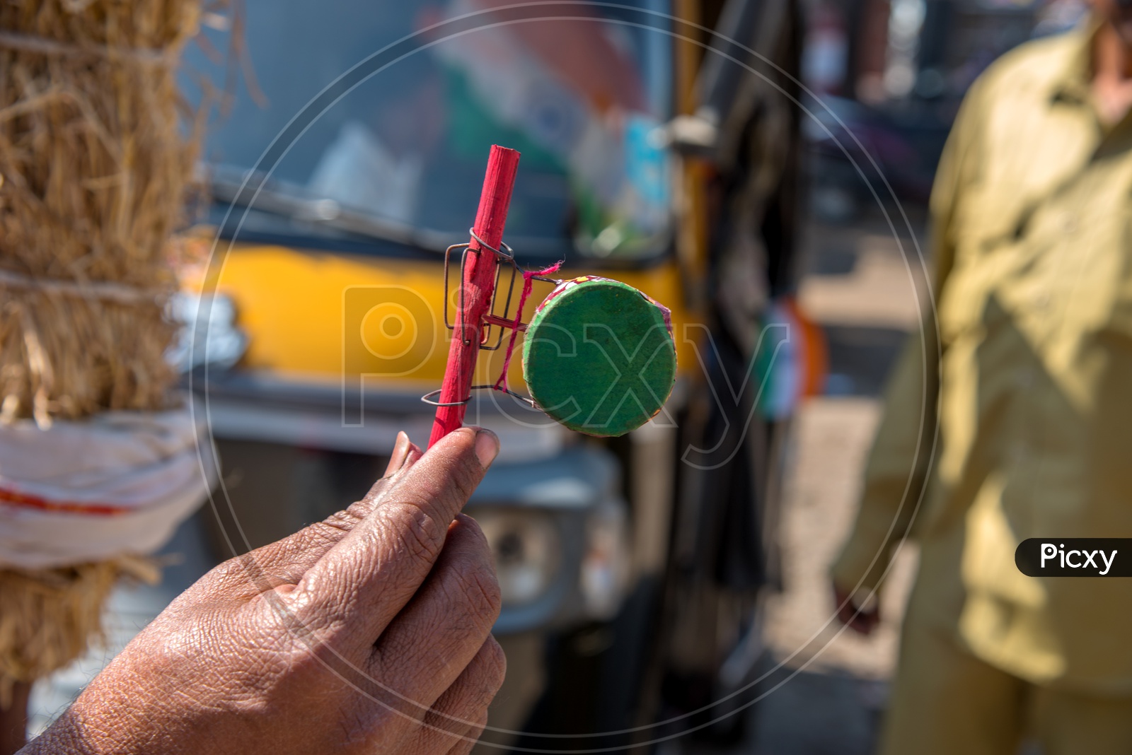 Image of Colorful Handmade Baby Rattle ( Mini Drum ) Toy Selling By a ...