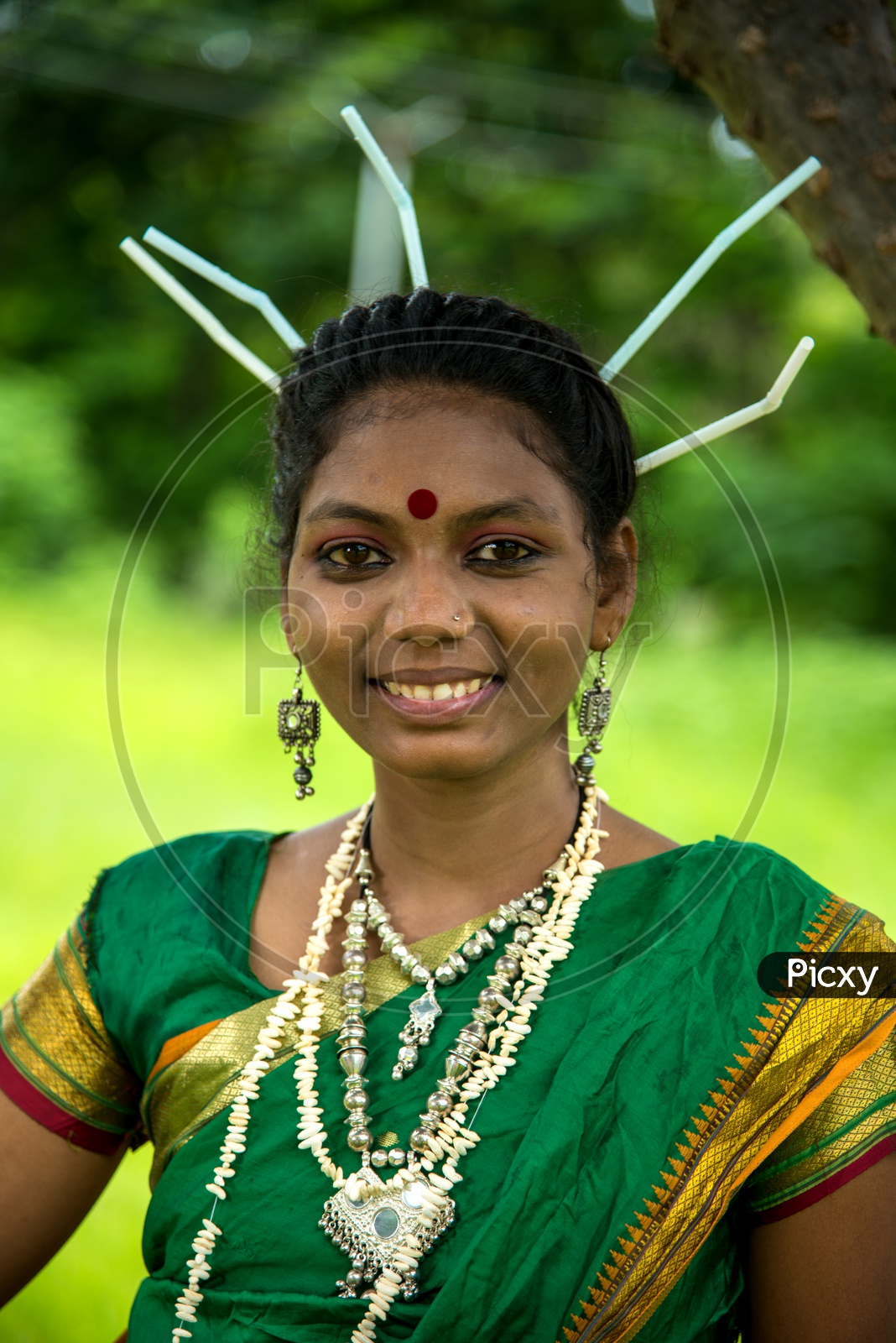 Image of Tribal Woman Wearing Tribal Dress And Performing The Folk ...