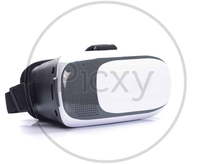 VR Box Or Virtual Reality Headset Or Glasses  On an Isolated White Background
