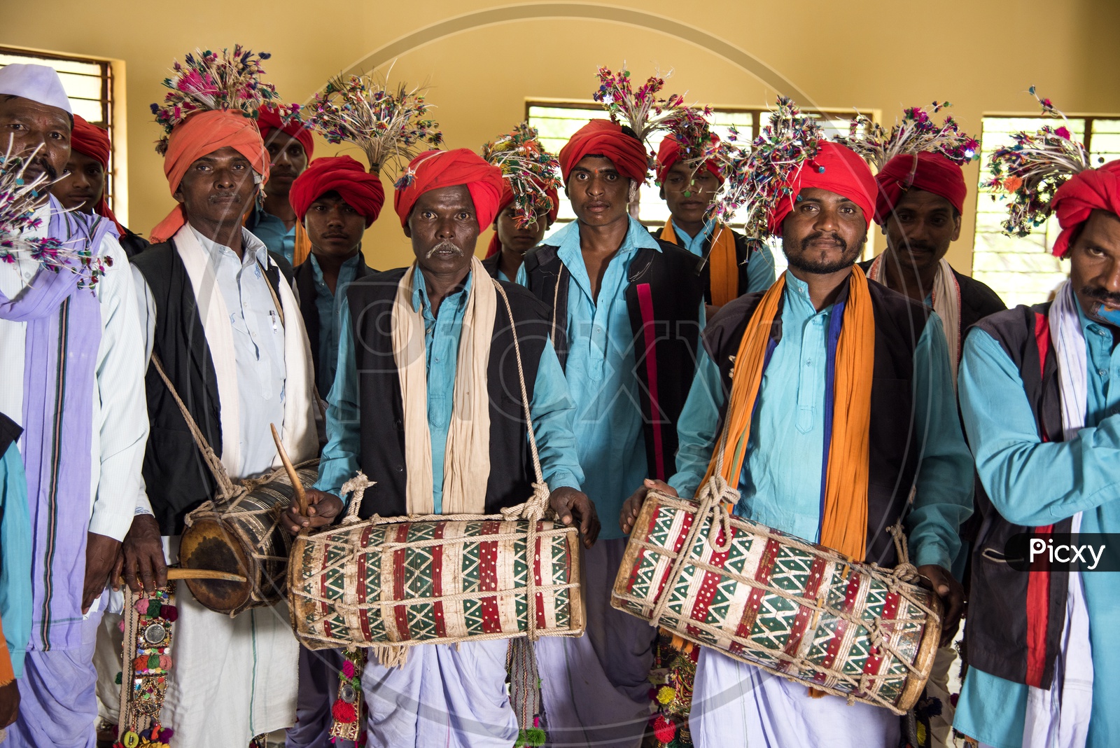 Tribal People Celebrating The World Tribal Day  By Performing  Tribal Music In Amravathi