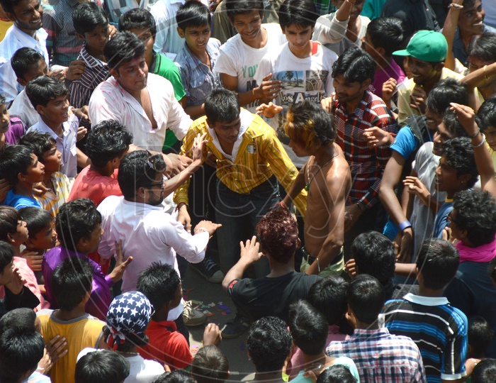 Nagpur People Enjoying On the Streets Of Nagpur During Marbat Procession