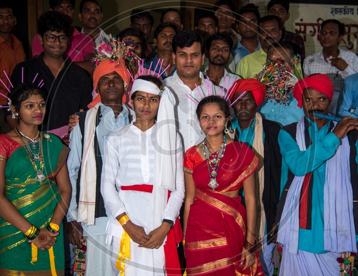 Tribal People At The World Tribal Day Celebrations in Amravathi