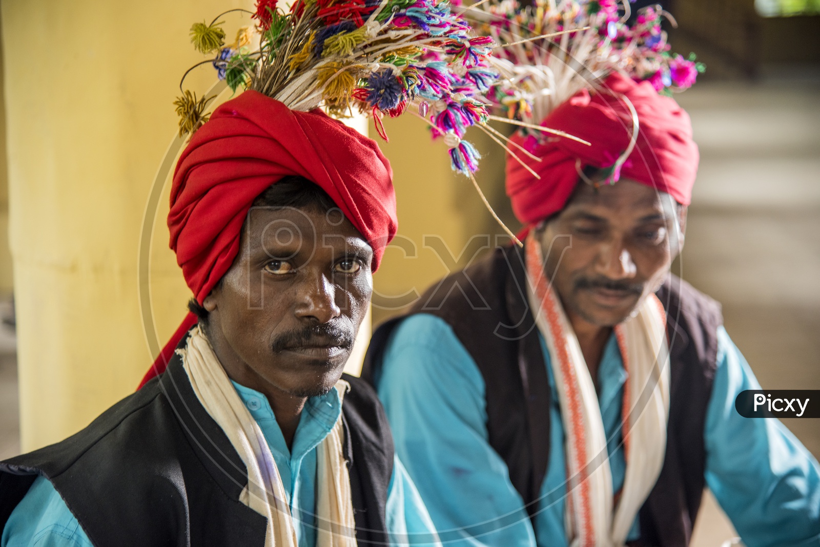Portrait Of Tribal People At World Tribal Day Celebrations  In Amravathi