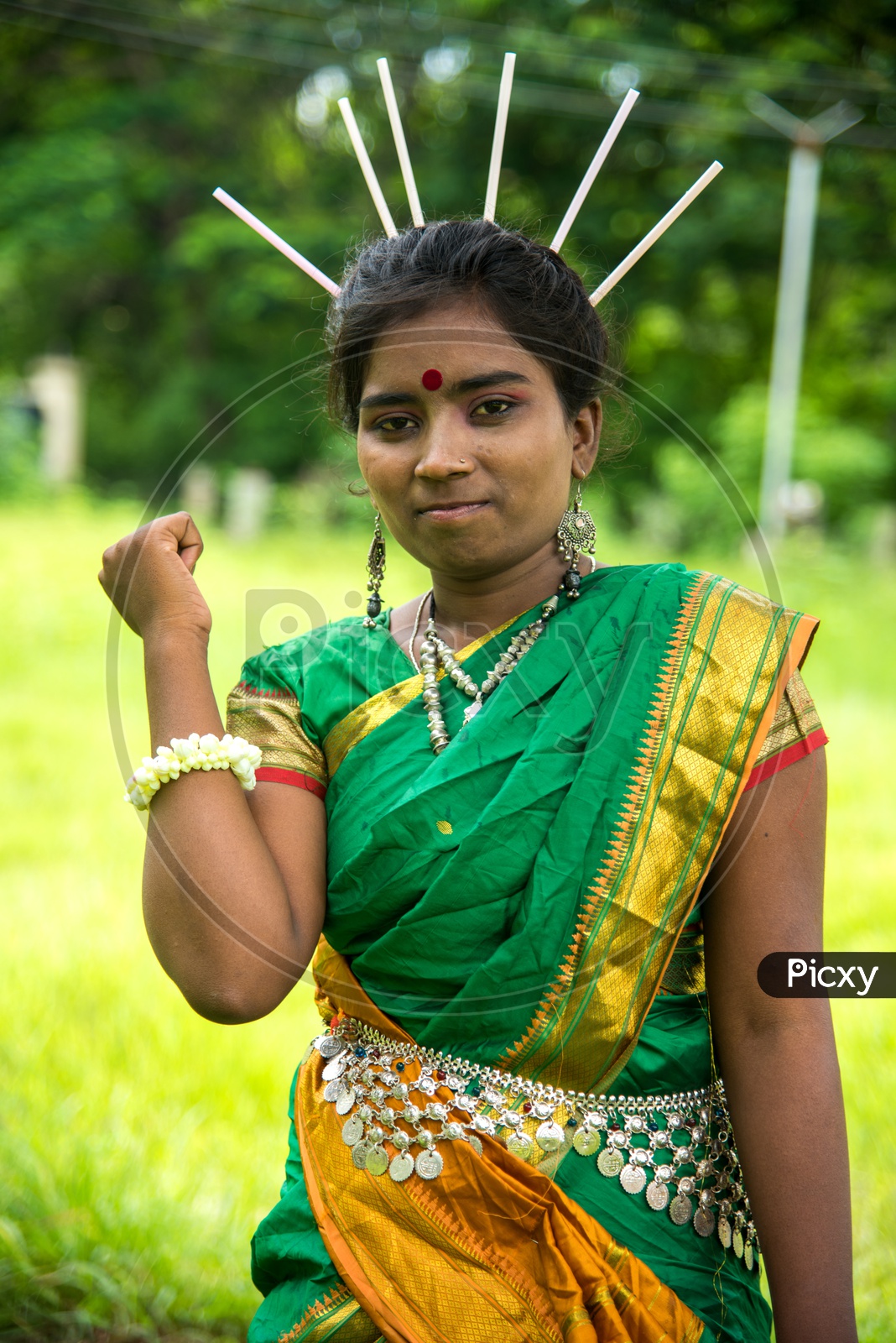 Tribal Woman Wearing Tribal Dress And Performing The Folk Dance At World  Tribal Day Celebrations in Amravathi