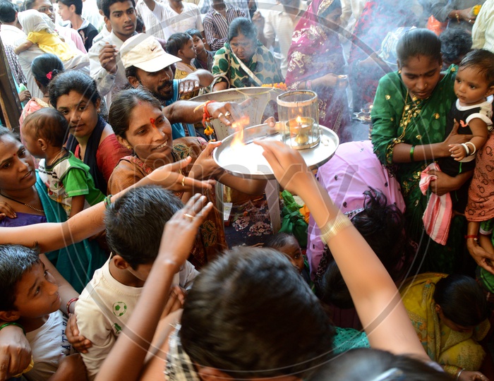 Devotees At The Mandapas Of Marbat In Nagpur