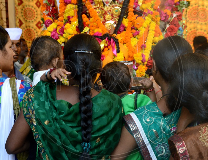 Woman Devotees At The Mandaps Of Marbat Festival In Nagpur