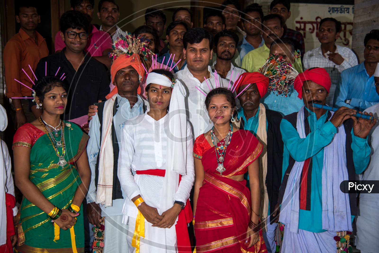 Tribal People At The World Tribal Day Celebrations in Amravathi