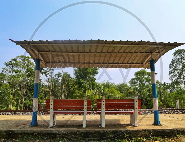 Benches With Shelters in a Railway Platform