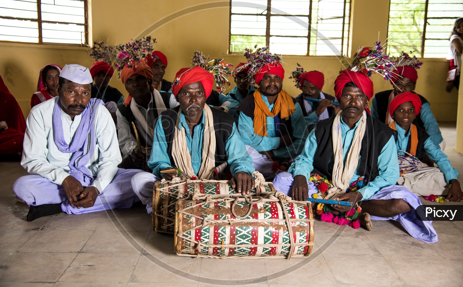 Tribal People Celebrating The World Tribal Day  By Performing  Tribal Music In Amravathi