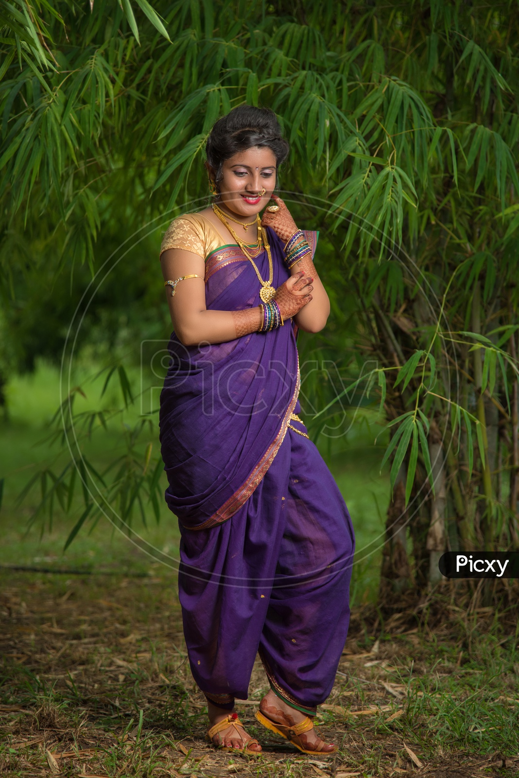 Image of Indian little girl posing wearing traditional dress-XL491159-Picxy