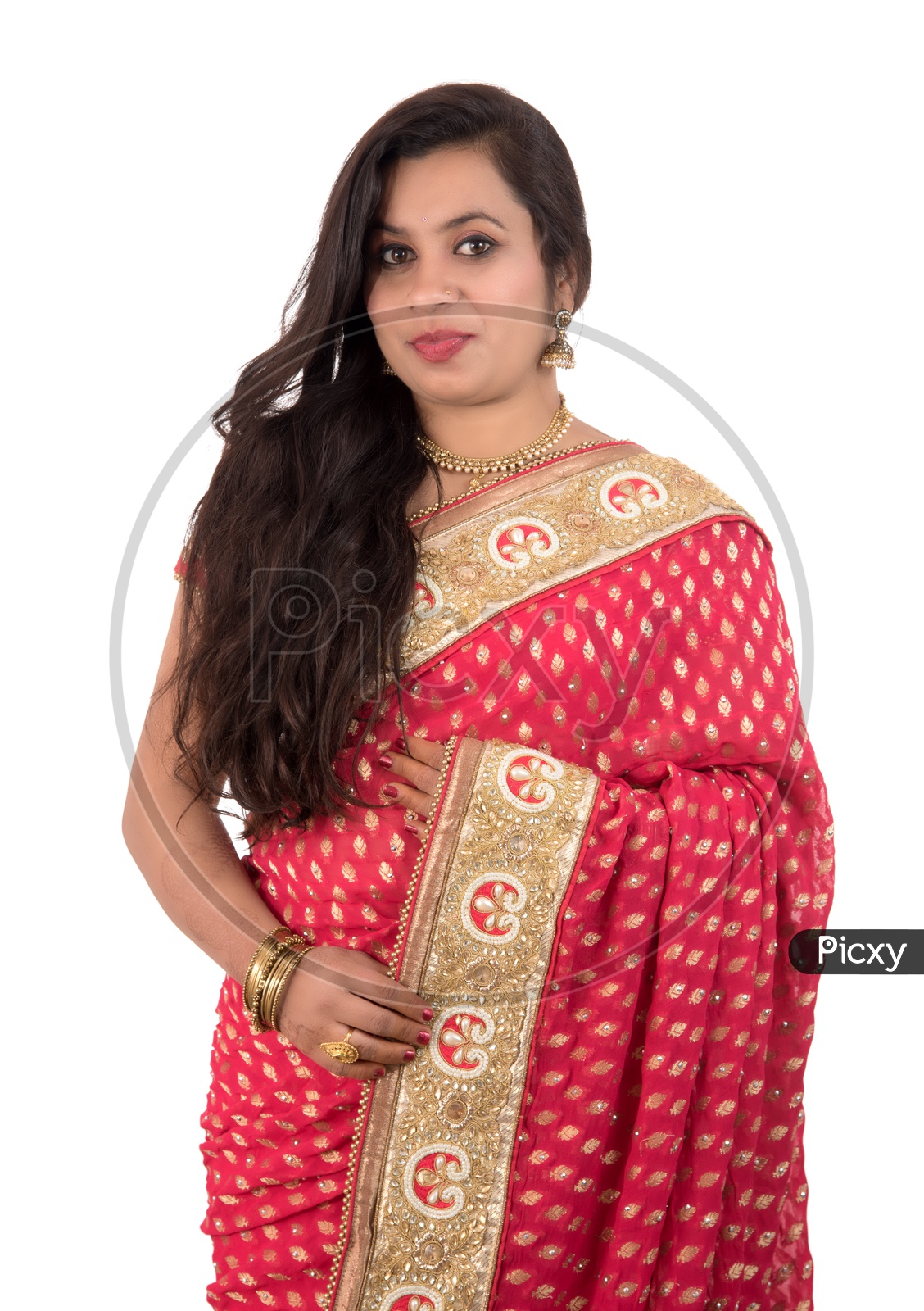 Indian Women In Traditional National Clothes Posing Stock Illustration -  Download Image Now - iStock
