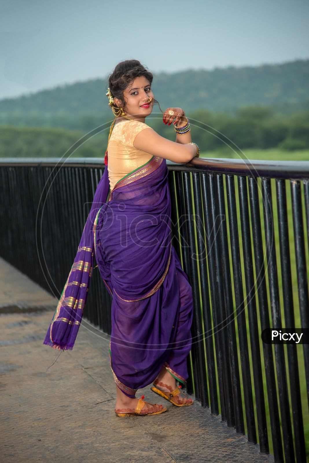 Beautiful Indian young girl in Traditional Saree posing outdoors 5045022  Stock Photo at Vecteezy