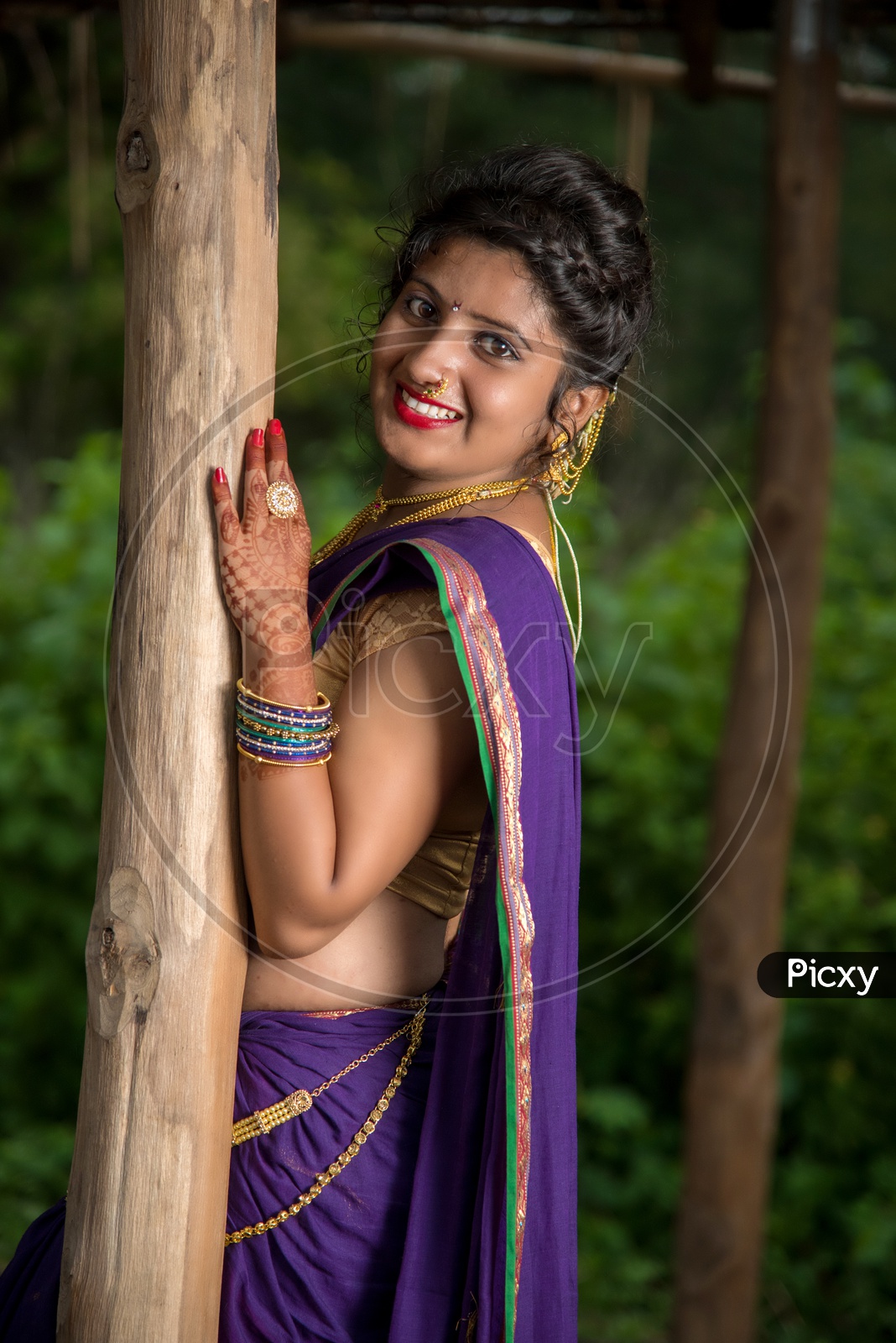 Indian Lady Traditional Saree Seat Pose Stock Photo 687380125 | Shutterstock-megaelearning.vn