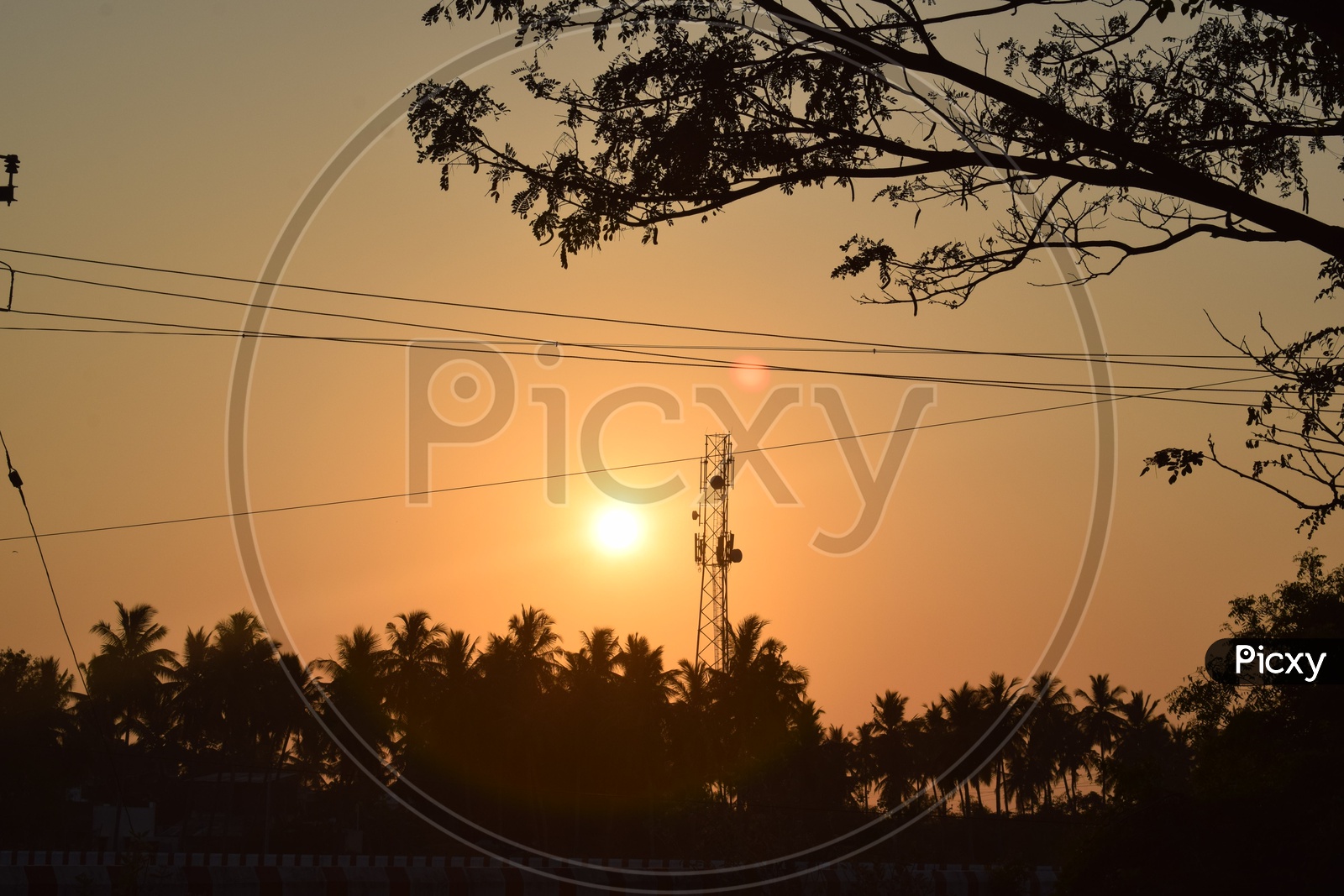 Sunset near a small temple on Chennai-Pondicherry highway