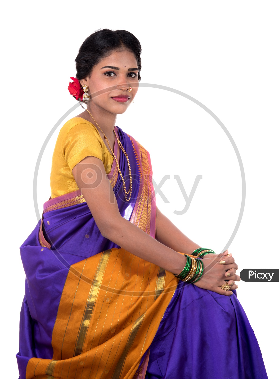 Baby in Mustard Half Saree - Indian Dresses
