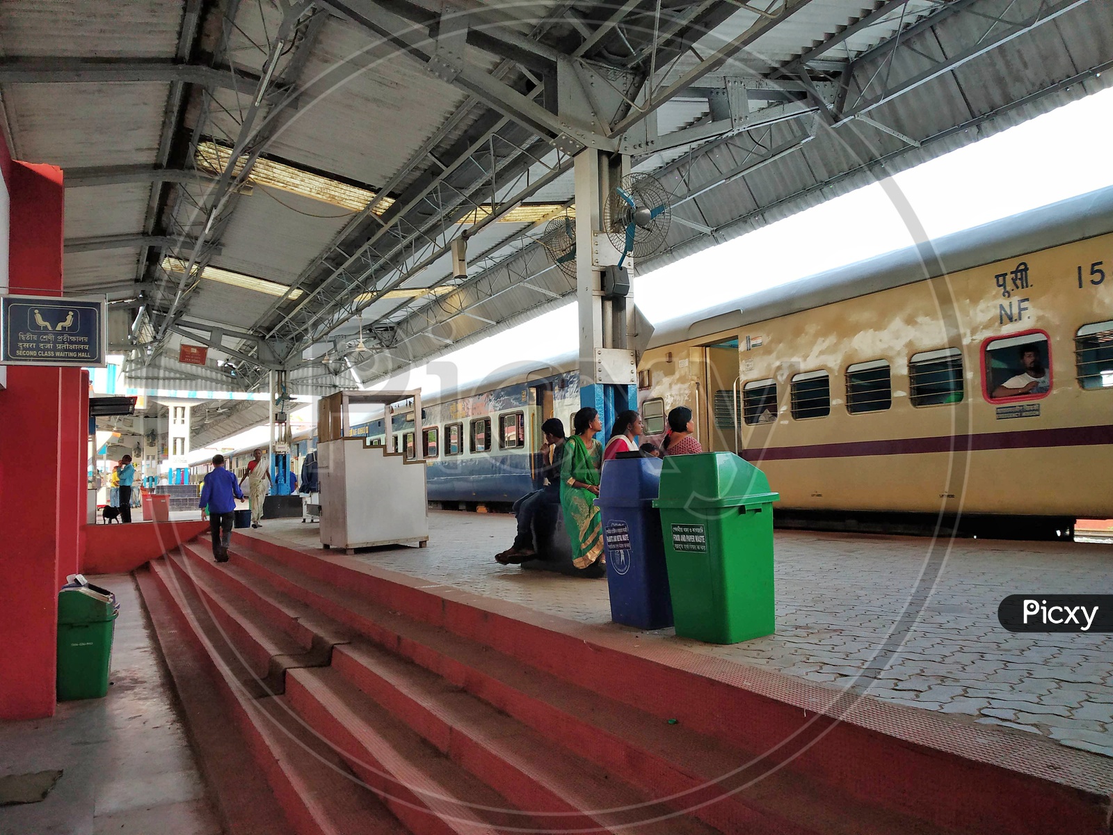 Indian Railways Train Standing on Track In a Railway Station Platform