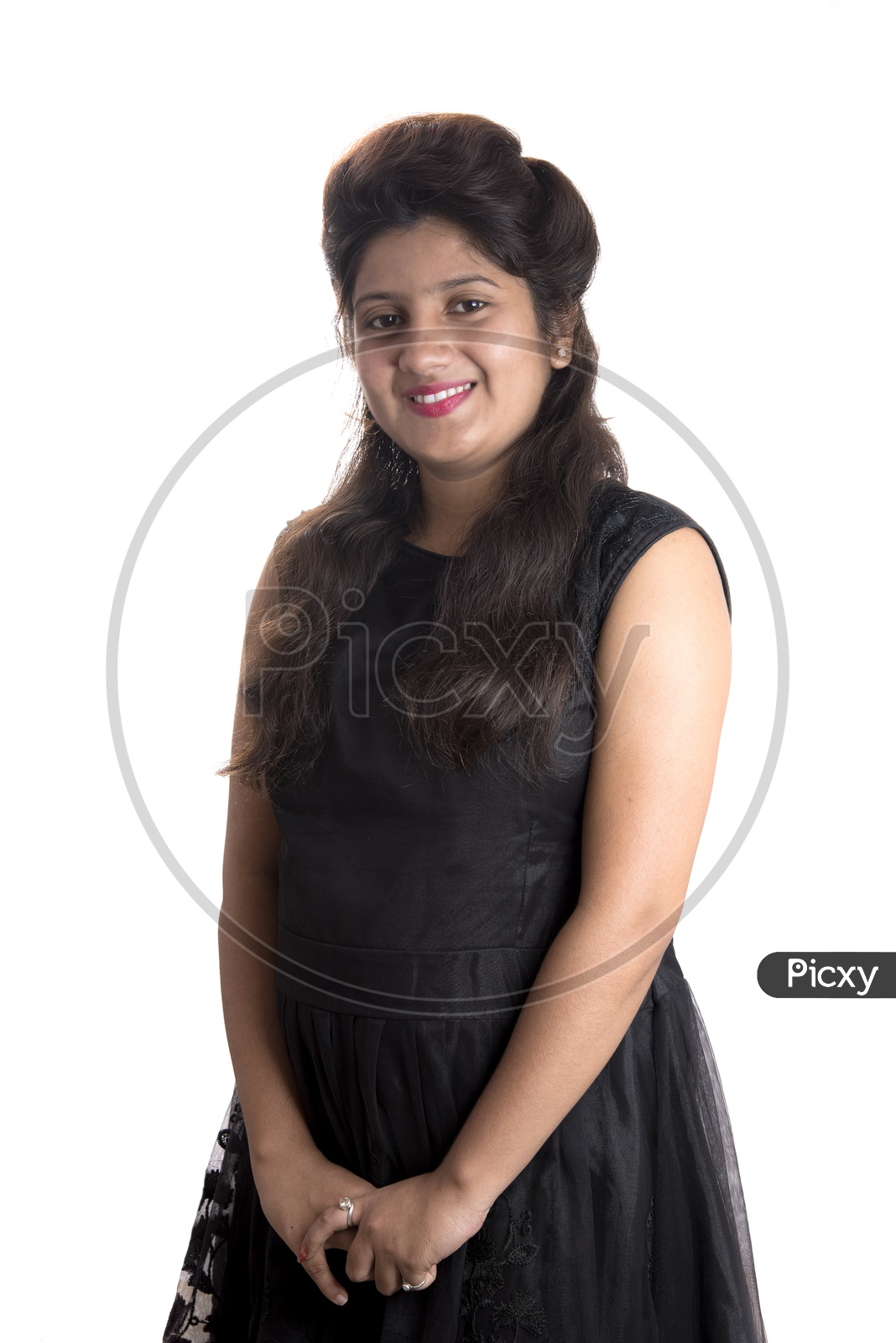 Portrait of a Pretty Young Woman  With Smile Face and Posing Over am Isolated White   Background