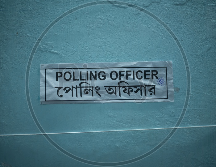 Polling Officer  Sign Board In a Polling Booth