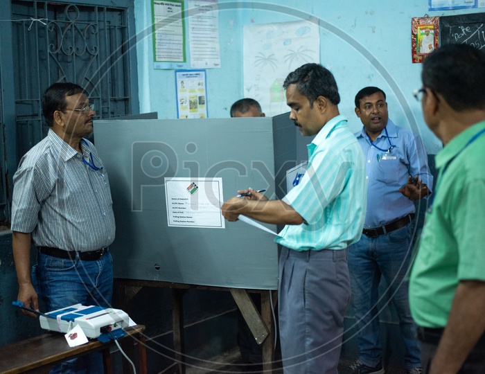 Election Commission Officers  Conducting Mock Polling In a Polling Booth