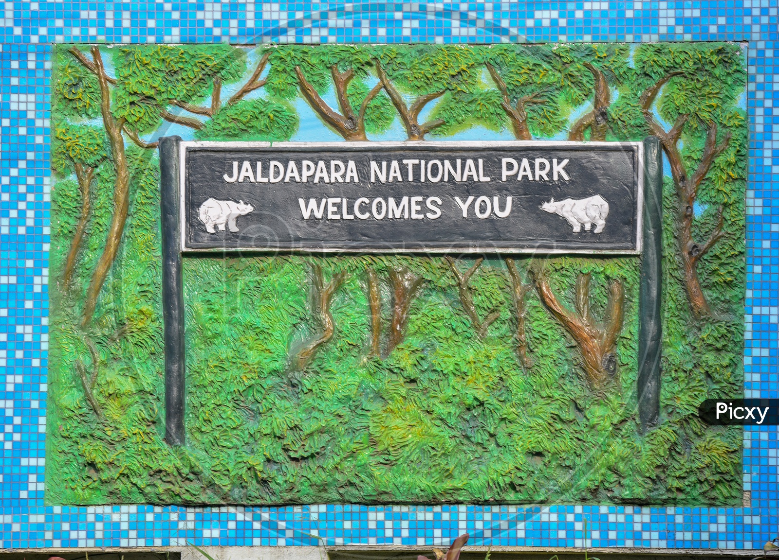 Wall Craving of Jaldapara National Park  on The Walls besides roads in Howrah