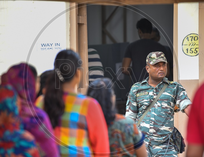 BSF Or Indian Army Security Personals At Polling Stations  in West Bengal Elections For Lok Sabha  General Elections 2019