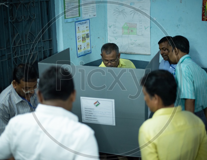 Election Commission Officers Conducting Mock Polling In a Polling Booth