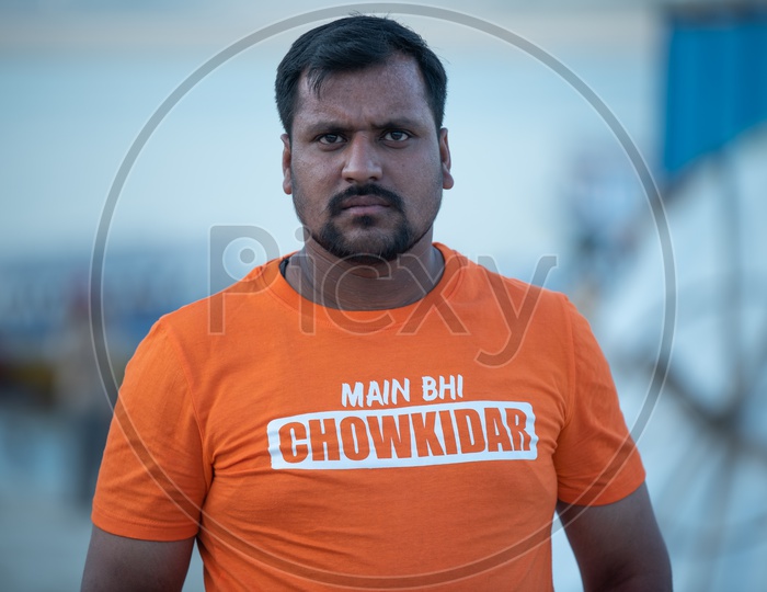 Modi Supporters Wearing Main Bhi Chowkidar  T-Shirts in Varanasi During Election Campaign of BJP
