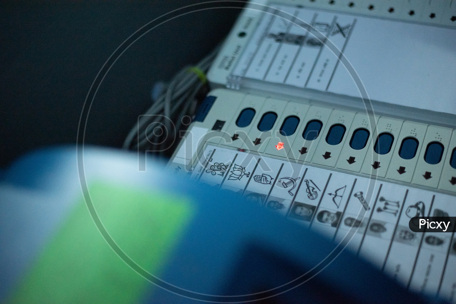 Electronic Voting Machines ( EVM ) With Candidates List Display in a Polling Booth on Election Day
