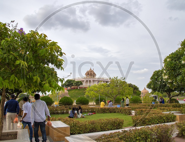 Tourists At Anand Sagar Temple In Shegaon