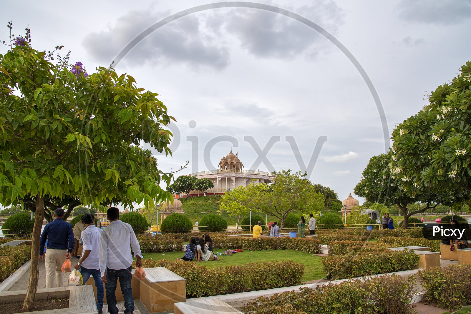 Tourists At Anand Sagar Temple In Shegaon