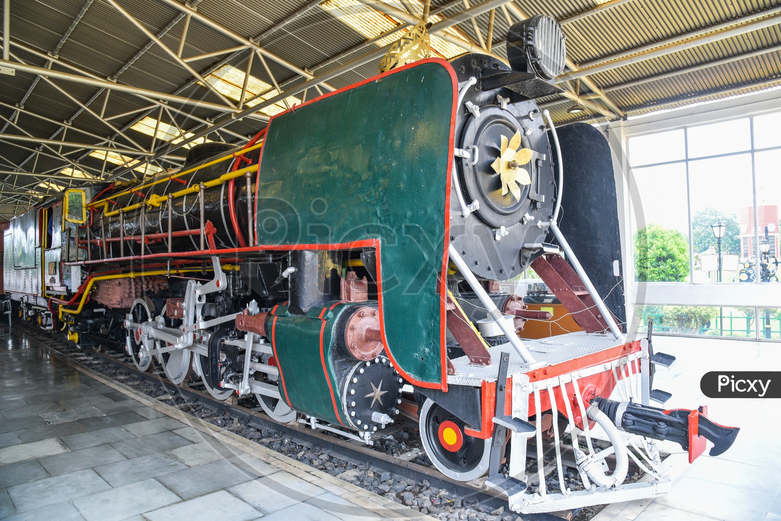 Old antique Rail Engine Bogies in display At Rail Museum