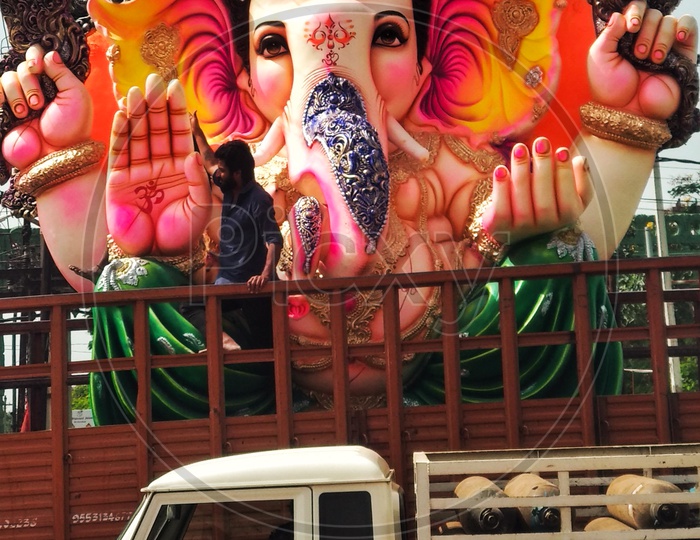 Vehicle with ganesh maharaj